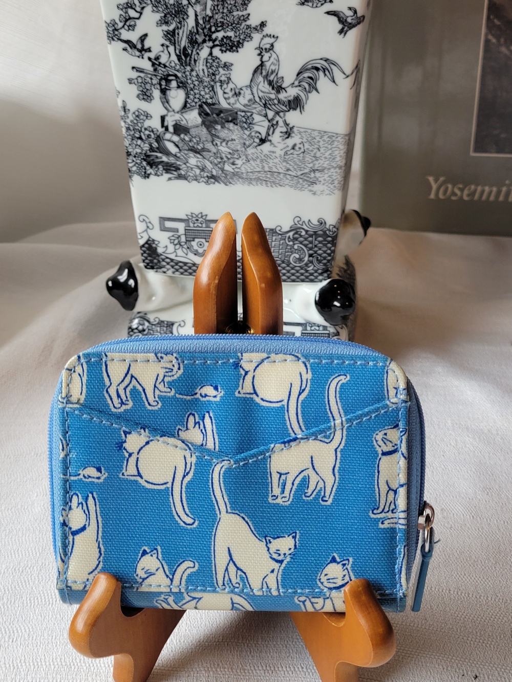 Cath Kidston Blue Cat Print Small Wallet